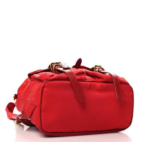 Prada Tessuto Nylon Small Backpack Rosso Shoulder Bag Red - Picture 4 of 7